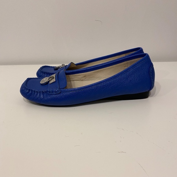 Michael Michael Kors Blue Leather Square Toe Loafer Flat Size 7 - Picture 3 of 6